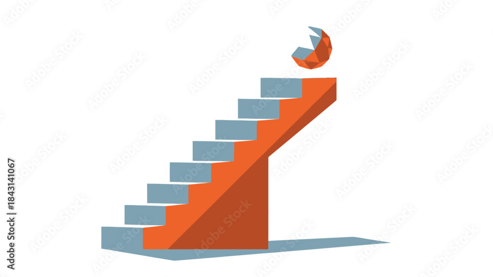 Obraz premium Abstract geometric stairs ascending to complex achievement goal