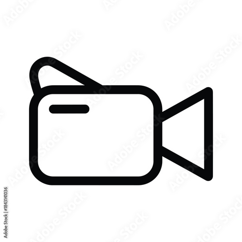 Simple black video camera icon on white background