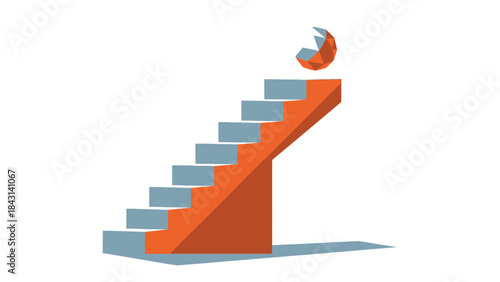 Abstract geometric stairs ascending to complex achievement goal