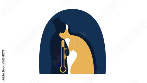 Fever sickness and patient care, thermometer indicating illness