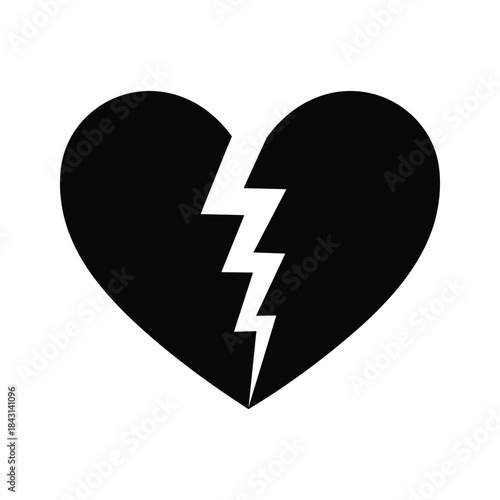 Broken heart with lightning bolt symbolizing heartbreak