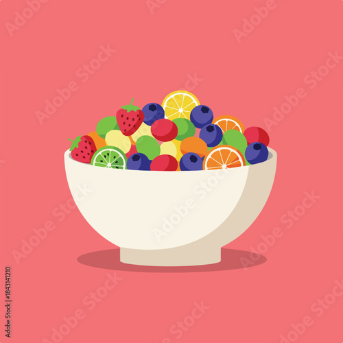 Bowl with assorted fruits  apples, oranges, bananas, grapes. Perfect for health blogs, nutrition articles, or recipe cards.