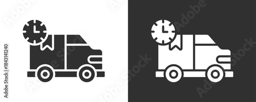 Delivery Truck Icon Set Vector Collection Isolated In Black And White