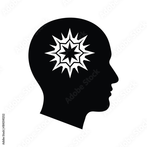 Silhouette of a man with star symbol on forehead