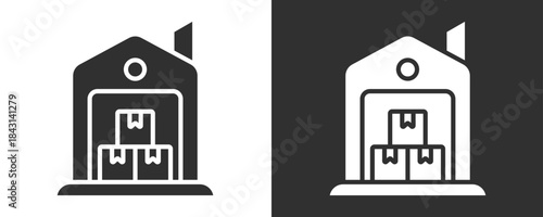 Warehouse Icon Set Vector Collection Isolated In Black And White