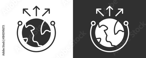 Global Distribution Icon Set Vector Collection Isolated In Black And White