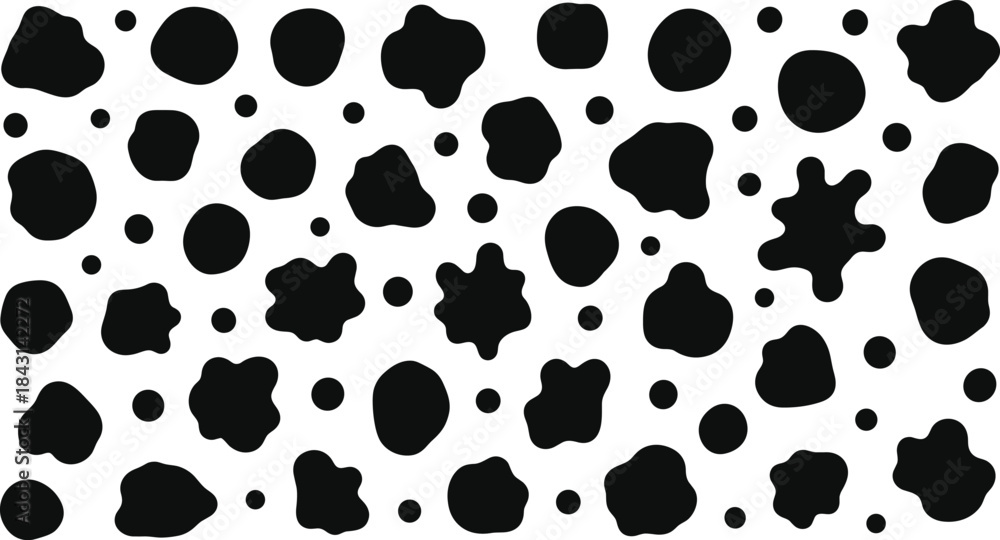 Fototapeta premium Set of abstract irregular blob shapes in solid black suitable for modern design, backgrounds, decoration, and pattern creation.