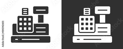 Cash Register Icon Set Vector Collection Isolated In Black And White