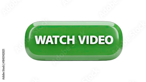 Green Watch Video Button on White Background