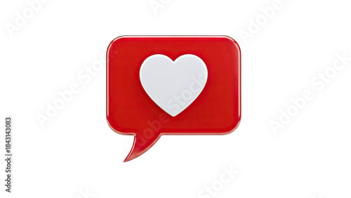 Heart Icon in Speech Bubble on White Background