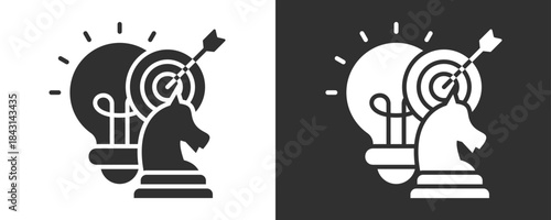 Marketing Strategy Icon Set Vector Collection Isolated In Black And White