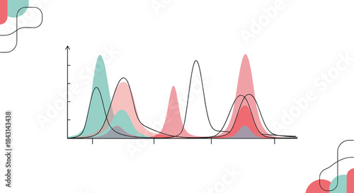 Abstract scientific data visualization background featuring overlapping distribution curves on a graph for statistical analysis concepts.