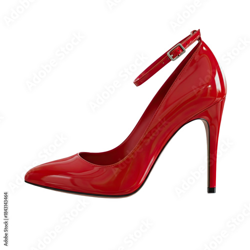 Elegant red high heel shoe on a transparent background studio shot