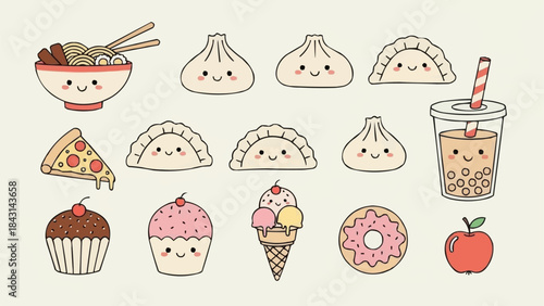 Kawaii Food Collection Cute Asian Delicacies and Sweets.