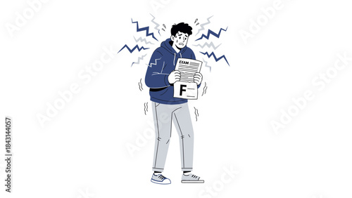 A Person Shows Exam Result With F Grade Depicting Stress And Student's Failure