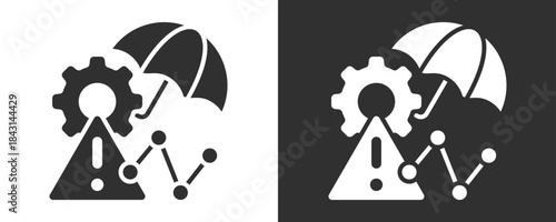 Risk Mitigation Icon Set Vector Collection Isolated In Black And White