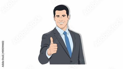 Man in Suit Giving Thumbs Up Gesture.