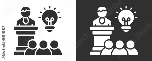 Motivational Speech Icon Set Vector Collection Isolated In Black And White