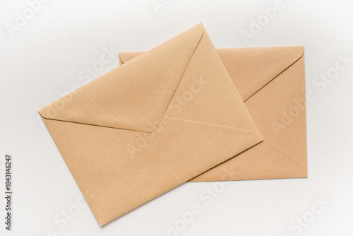 old envelope isolated on white background. Kraft envelope on a white background.