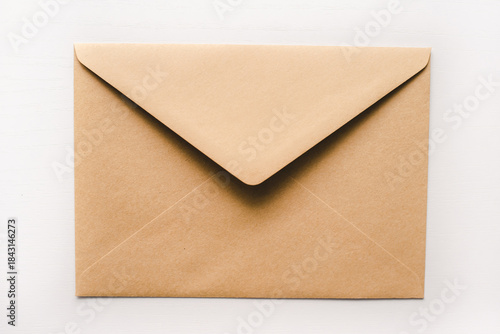 old envelope isolated on white background. Kraft envelope on a white background.