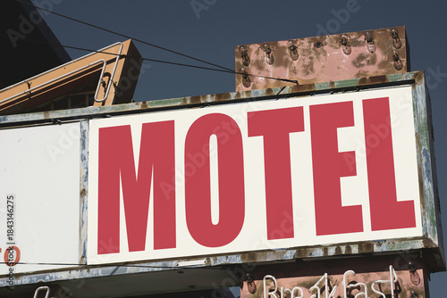 Old aged vintage motel sign