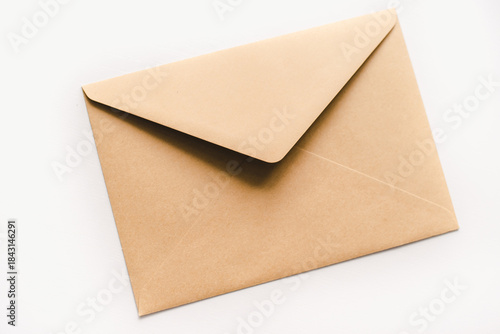 envelope isolated on white background. Kraft envelope on a white background.