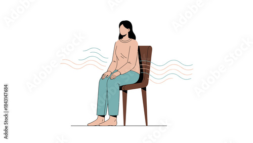 Illustration of a woman sitting and breathing in a peaceful and relaxing posture