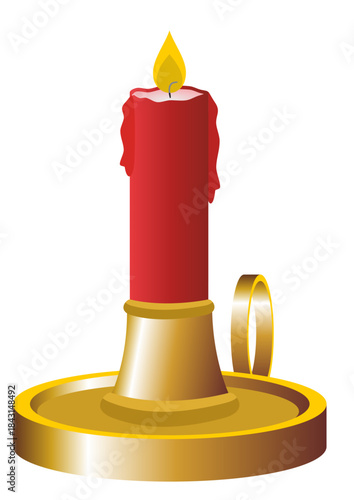 red candle on a white background
