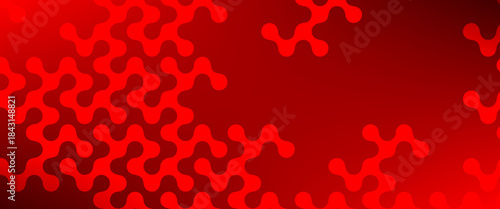 Bold red abstract vector background with repeating organic puzzle-like shapes, smooth curves, and a modern geometric pattern on a deep red gradient backdrop.