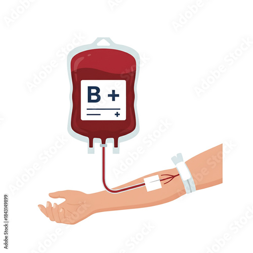 illustration of blood donor with blood type B+.isolated on white background.