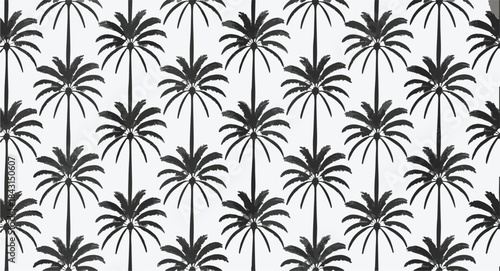 Black Palm Tree Silhouettes Pattern on White Background vector illustration