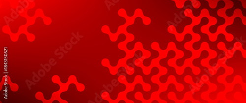 Bold red abstract vector background with repeating organic puzzle-like shapes, smooth curves, and a modern geometric pattern on a deep red gradient backdrop.