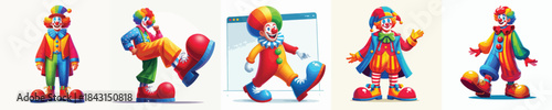 VECTOR OF A MAN WEARING A CLOWN COSTUME ON A WHITE BACKGROUND