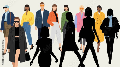 Diverse Group of Fashionable People Posing Together.