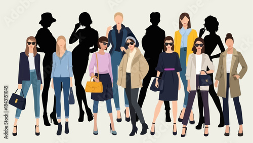 Diverse Group of Fashionable Women Posing Confidently.