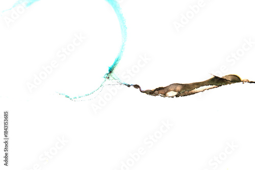 ink stains in brown and green on white