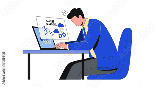 Illustration depicting stress mapping and the challenges of dealing with workplace anxiety