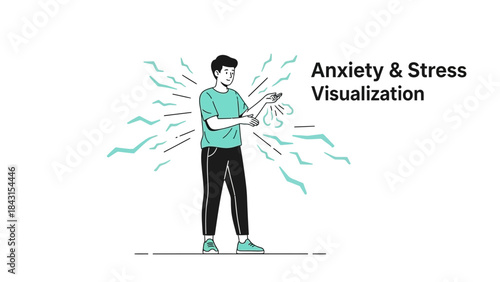 Illustration depicting the concept of anxiety and stress visualizations in modern design style