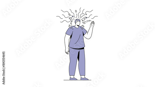 Illustration of a person experiencing a mental or emotional state representing thoughts