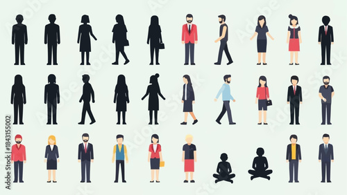 Diverse group of people in various poses and styles.