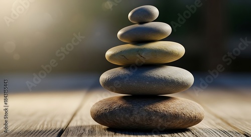 Tranquil stone tower equilibrium, harmony, nature's calm meditation art
