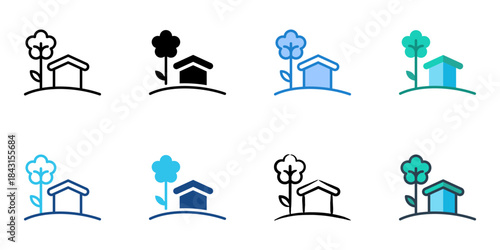 House icon set multiple style vector collection. Editable Stroke 
