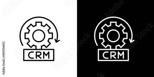 CRM System Gear Icon - Customer Relationship Management Automation Concept