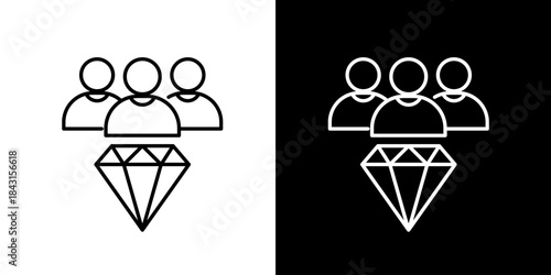 Modern outline icon illustrating a highly valued team, emphasizing premium talent, excellence, and success in a collaborative business environment