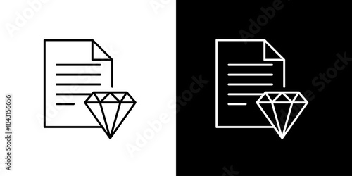 Illustrative Icon of a Document or Paper with a Diamond, Representing Value or Premium Quality