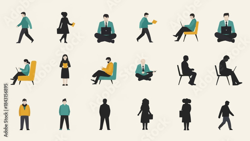 Wallpaper Mural Diverse group of people in various poses and activities. Torontodigital.ca