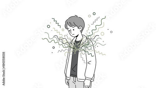 Illustration Depicting Sadness and Mental Health for Awareness and Support