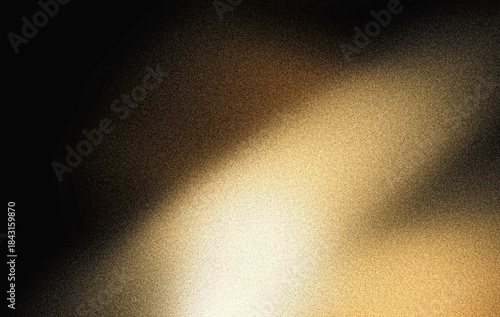 Golden noise texture shimmering gradient light spots on black grainy texture background