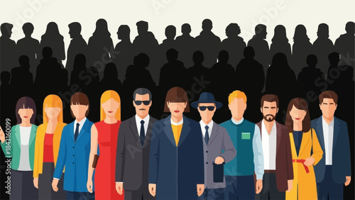 Diverse Group of People Standing Together in a Crowd.