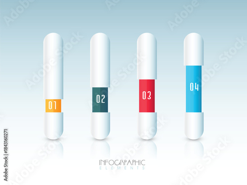creative glossy tubes infographic on shiny background for business purpose